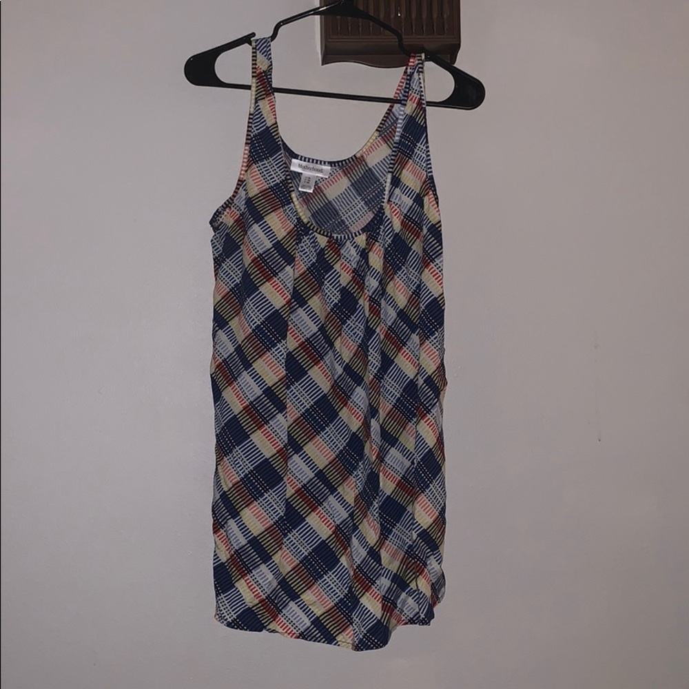 Plaid silky maternity tank/blouse. Size XL